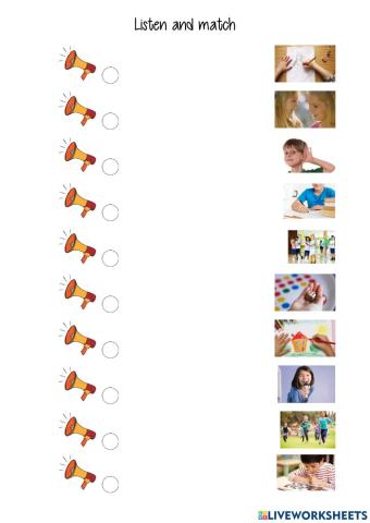 listen and match school actions