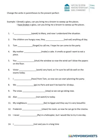 Present perfect simple exercises