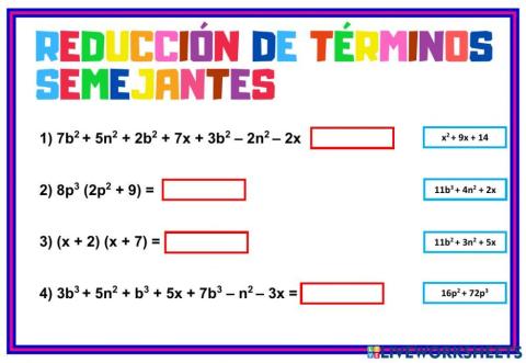 reducción términos semjantes