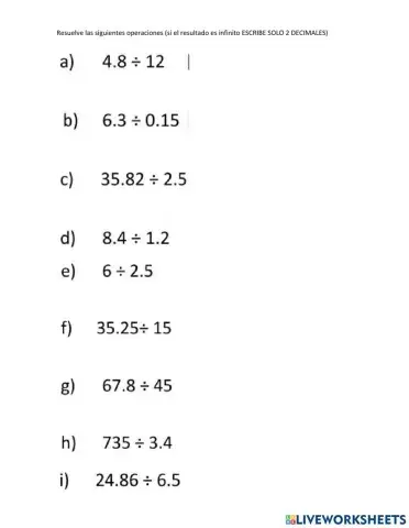 División números decimales
