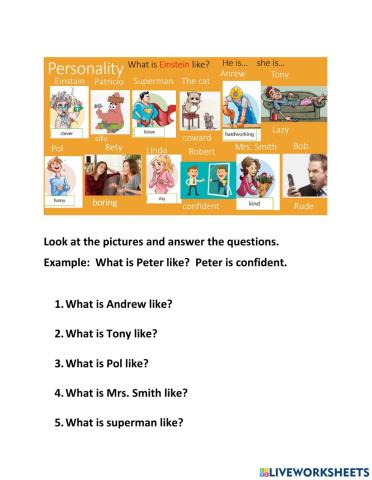 Personality adjectives