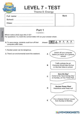 Test-Theme 8-Reading