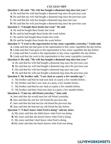 1. Câu gián tiếp