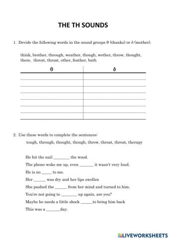 TH sound worksheet