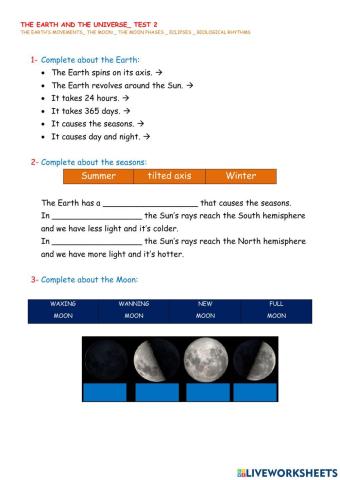 Earth, moon, natural changes