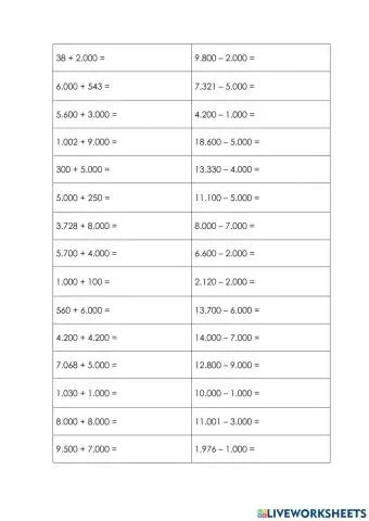 Suma i resta de milers exactes