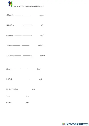 Factores conversión fisica 4º