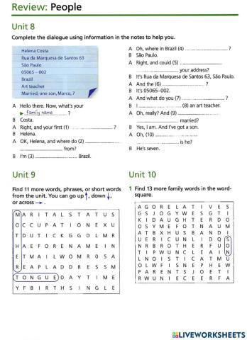 Basic Vocabulary Review 8-16 People