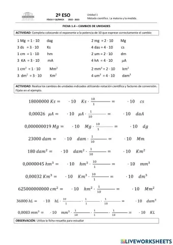 2ESO FyQ cambios de unidades