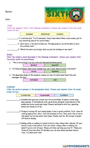 Speaker's Tone, Mood and Purpose