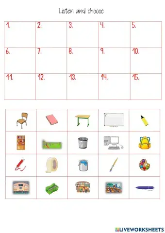 school supplies dictation 2