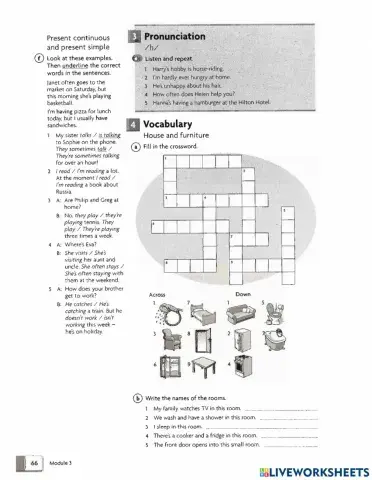 House and Furniture Worksheet