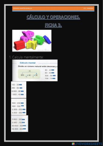 Cálculo y operaciones. Ficha 3. 6º.