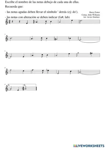Nombre notas de Harry Potter