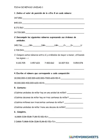 Numeración y descomposición.