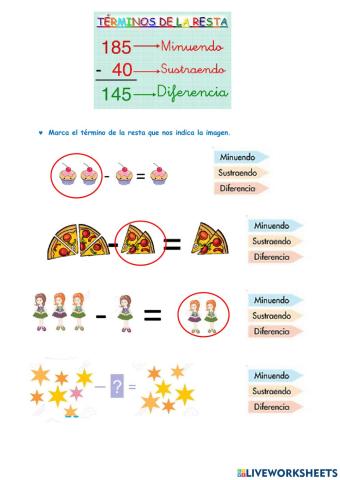 Términos de la resta