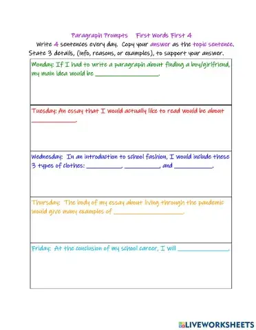 First Words First 4 Paragraphs