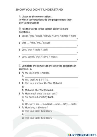 Show you don't understand