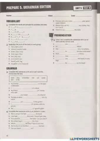 Prepare 5 Test Unit 5