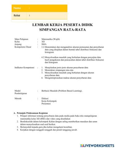 Simpangan rata-rata (sr)