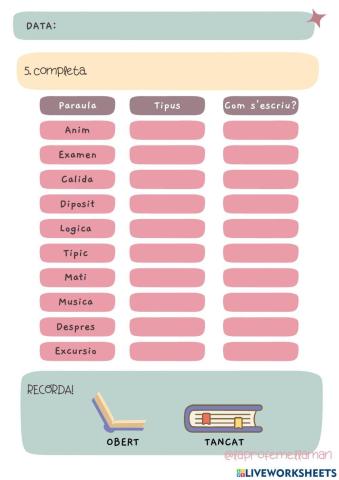 Paraules agudes planes i esdrúixoles 3