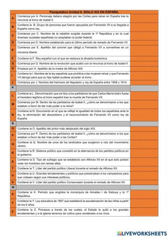 Pasapalabra españa en el siglo xix