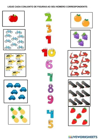 Ligue os números a sua quantidade
