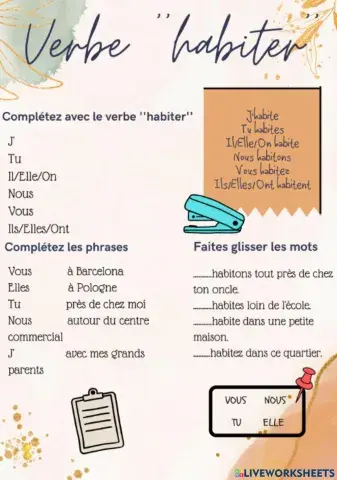 Le verbe ''habiter''