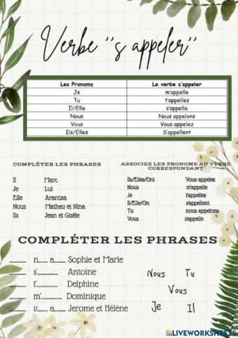 Le verbe ''s'appeller''