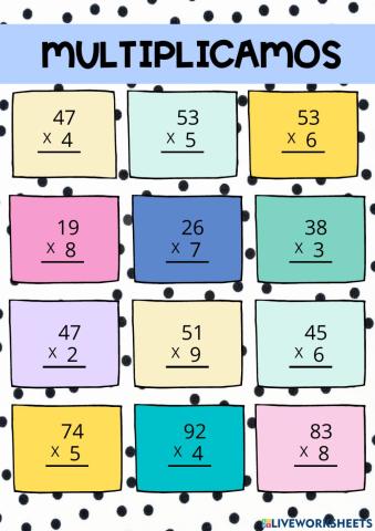 Multiplicaciones 1 cifra llevando