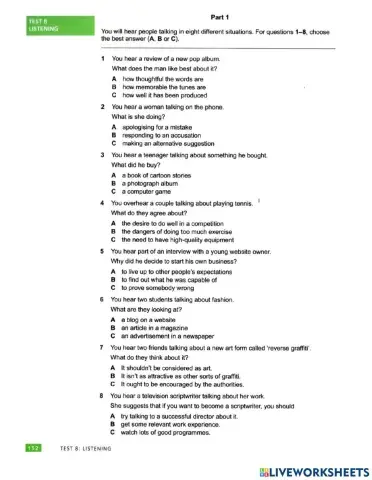 Practice Test 8 - Listening