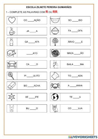 Palavras com RR e SS