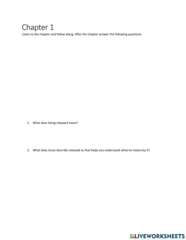 The giver chapter one