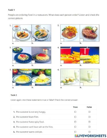 Order in a restaurant