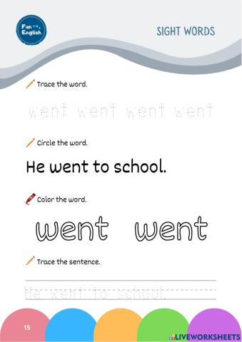 Sight Word: Went