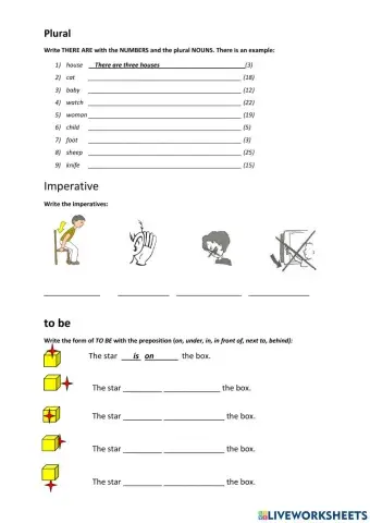 Grammar exercises ESL (plural, imperative, prepositions)