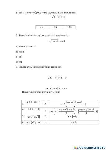 Розв'язування ірраціональних нерівностей