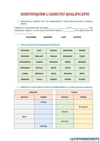 Identifiquem l'adjectiu qualificatiu