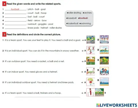 7th Grade Unit 2 Sports and Equipments