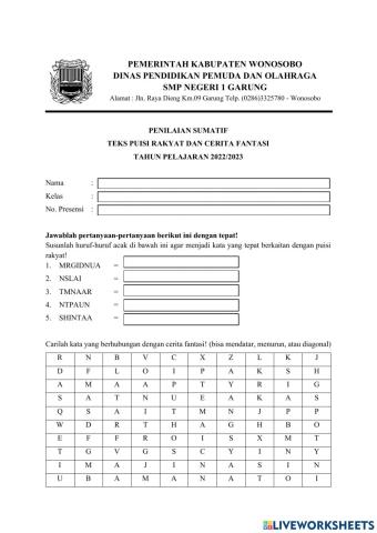 Sumatif puisi rakyat dan cerita fantasi