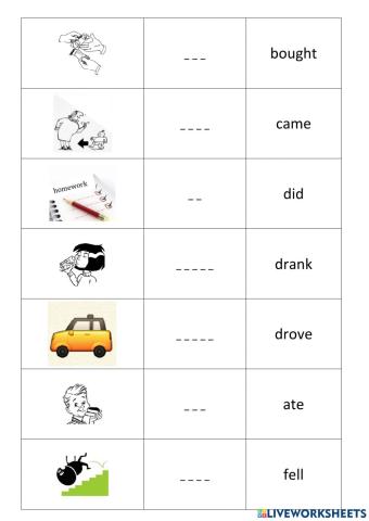 Irregular verbs Past to Present 2