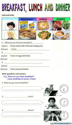 Breakfast lunch dinner