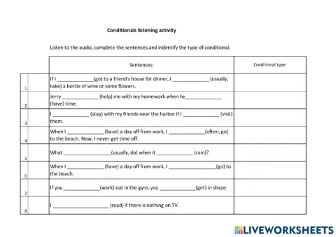 Conditionals Listening Test 1