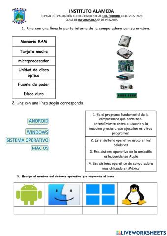 REPASO DE EVALUACION 1ER. PERIODO 6º PRIM