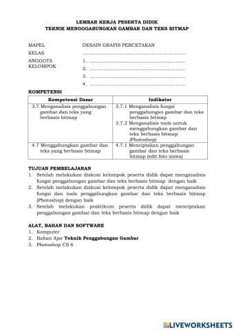 LKPD DGP KD 3.7 Penggabungan gambar dan teks bitmap - pertemuan 1