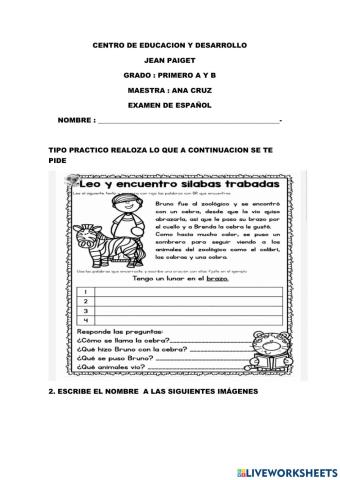 Examen de español CUARTO PARCIAL