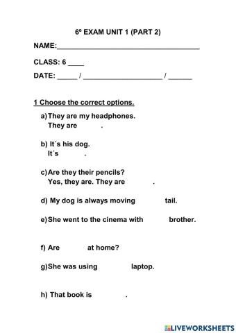 6º EXAM UNIT 1 (part 2)