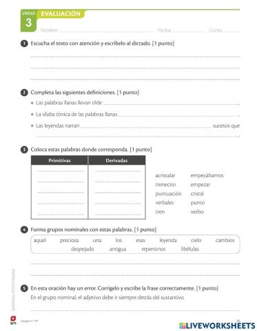 Prueba Tema 3 lengua