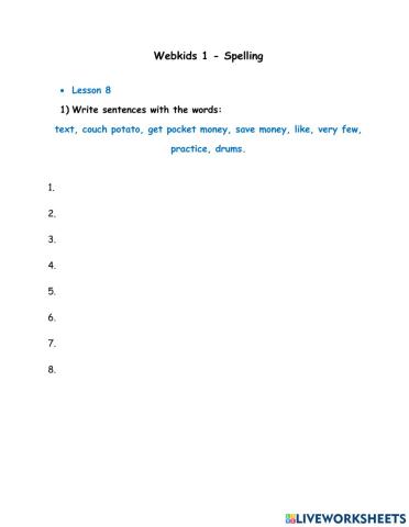 Webkids 1 - Spelling Lesson 8
