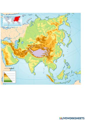 Mapa político de África y Asia